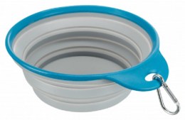 Trixie travel bowl 0.5lt/14cm (Γκρι-Μπλε)